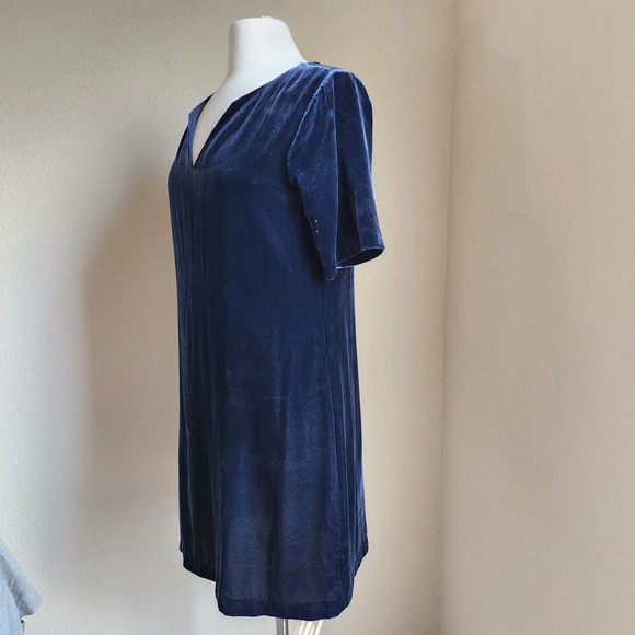 Sundance Velvet Silk Dress Women Small Olivia Short Sleeve Shift Midnight Blue‎ - Picture 3 of 16
